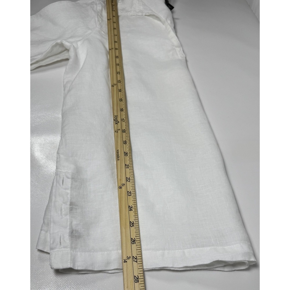 TAHARI Women White Linen 3/4 Sleeve Collared Pullover Top Size L Lagen Beach - Picture 7 of 7
